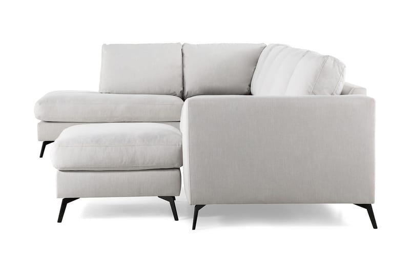 Ocean Lyx 6-seters Venstrevendt U-formet Sofa med Divan og Sjeselong + Fotskammel i Stoff - Lys grå - Møbler - Sofaer - U-sofa