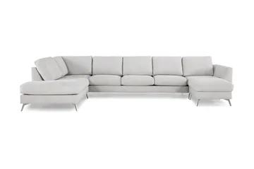 Ocean Lyx 6-seters Venstrevendt U-formet Sofa med Divan og Sjeselong + Fotskammel i Stoff