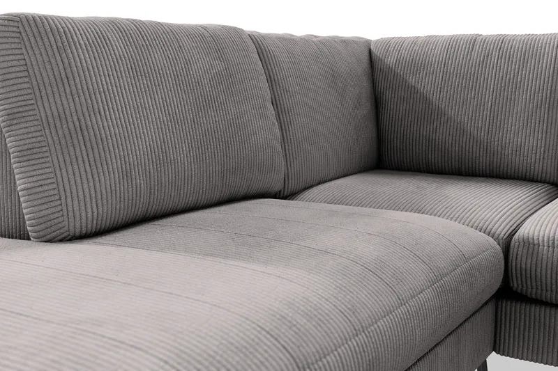 Ocean Lyx 6-seters Venstrevendt U-formet Sofa med Divan og Sjeselong + Fotskammel i Manchester - Mørk grå - Møbler - Sofaer - U-sofa