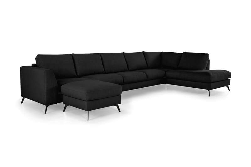 Ocean Lyx U-sofa med Sjeselong Høyre - Linsvart - U-sofa