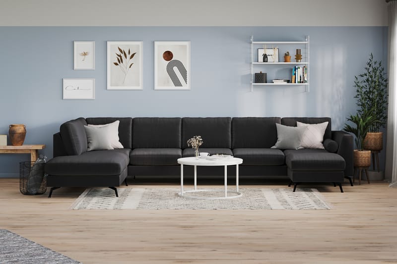 Ocean Lyx U-sofa med Sjeselong Venstre - Linsvart - Møbler - Sofaer - U-sofa