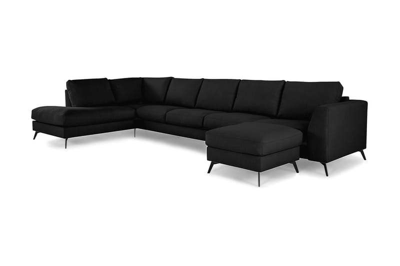 Ocean Lyx U-sofa med Sjeselong Venstre - Linsvart - Møbler - Sofaer - U-sofa