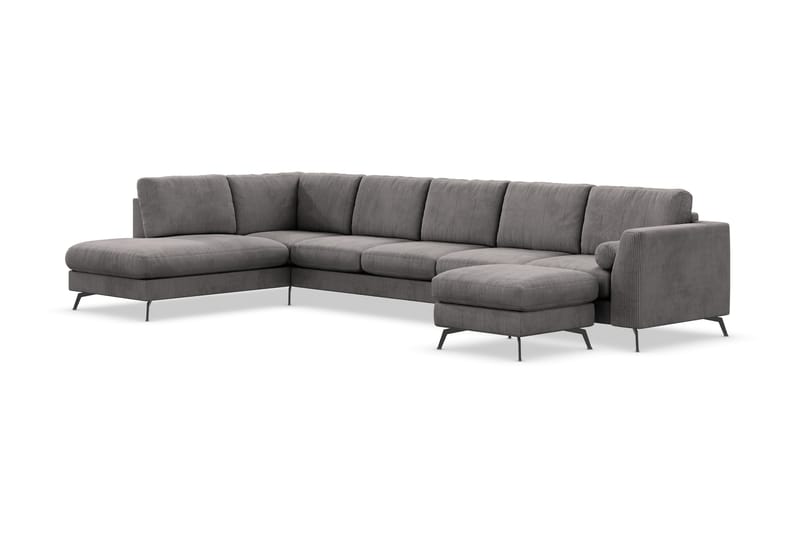 Ocean Lyx U-sofa med Sjeselong Venstre - Mørkegrå - U-sofa