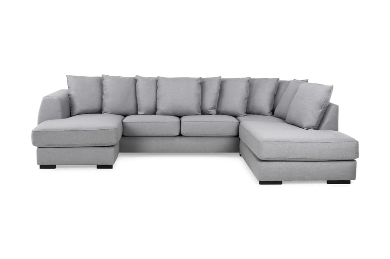 Optus 4-seters Høyrevendt U-formet Sofa med Divan og Sjeselong i Stoff inkl. Pynteputer - Lys grå - Møbler - Sofaer - U-sofa