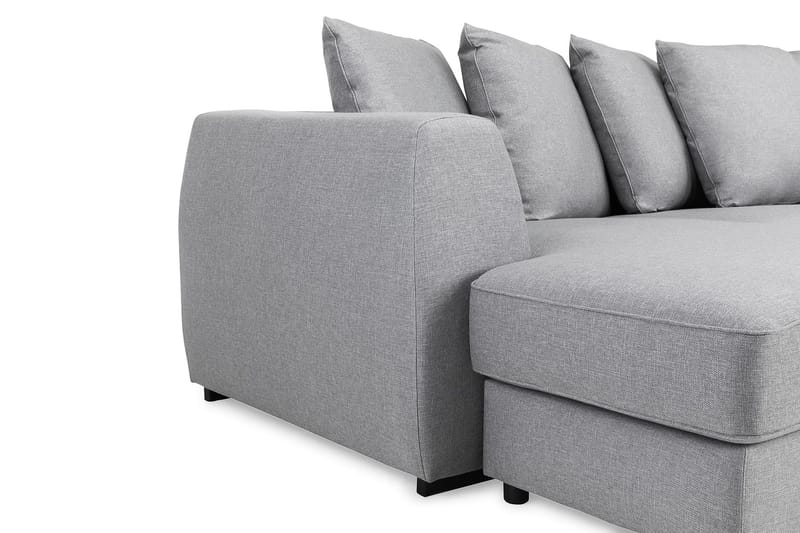 Optus 4-seters Høyrevendt U-formet Sofa med Divan og Sjeselong i Stoff inkl. Pynteputer - Lys grå - Møbler - Sofaer - U-sofa