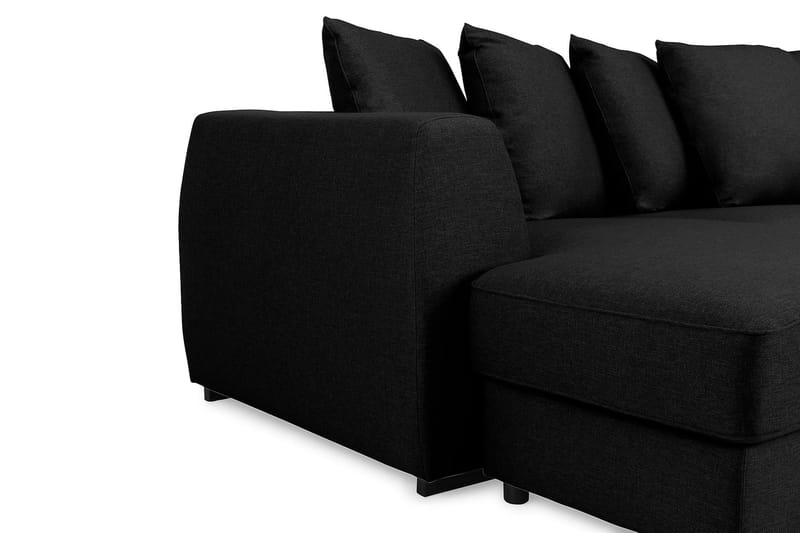 Optus 4-seters Høyrevendt U-formet Sofa med Divan og Sjeselong i Stoff inkl. Pynteputer - Svart - Møbler - Sofaer - U-sofa