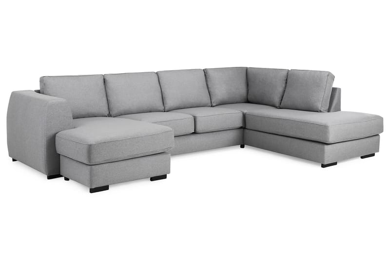 Optus 4-seters Høyrevendt U-formet Sofa med Divan og Sjeselong i Stoff - Lys grå - Møbler - Sofaer - U-sofa