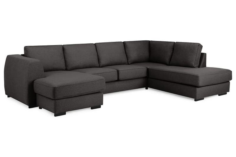 Optus 4-seters Høyrevendt U-formet Sofa med Divan og Sjeselong i Stoff - Mørk grå - Møbler - Sofaer - U-sofa
