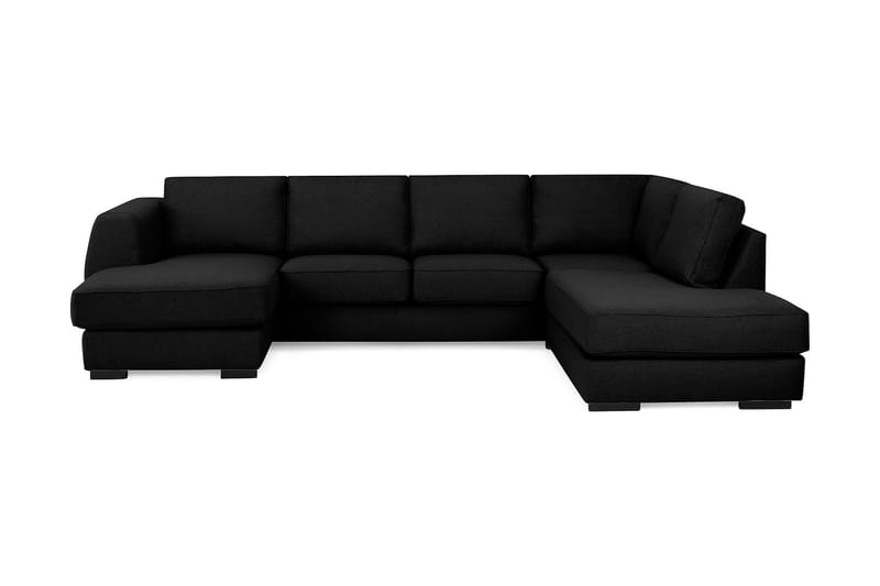 Optus 4-seters Høyrevendt U-formet Sofa med Divan og Sjeselong i Stoff - Svart - Møbler - Sofaer - U-sofa