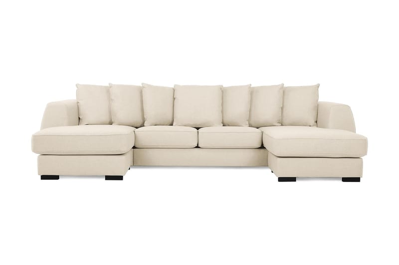 Optus 4-seters U-formet Sofa med Dobbeldivan i Stoff inkl. Pynteputer - Beige - Møbler - Sofaer - U-sofa