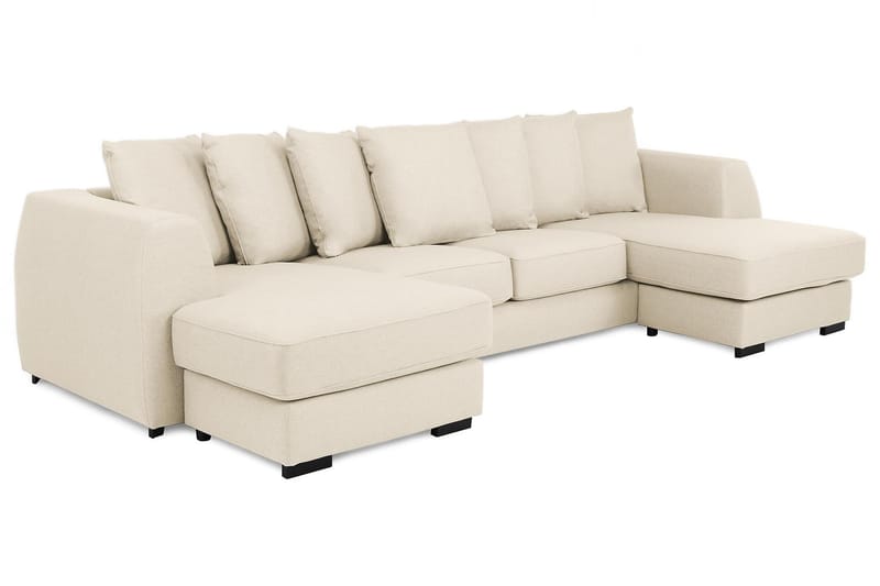 Optus 4-seters U-formet Sofa med Dobbeldivan i Stoff inkl. Pynteputer - Beige - Møbler - Sofaer - U-sofa
