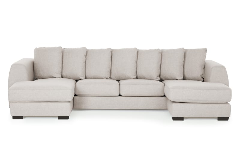 Optus 4-seters U-formet Sofa med Dobbeldivan i Stoff inkl. Pynteputer - Beige - Møbler - Sofaer - U-sofa