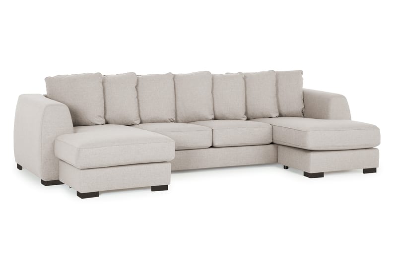 Optus 4-seters U-formet Sofa med Dobbeldivan i Stoff inkl. Pynteputer - Beige - Møbler - Sofaer - U-sofa