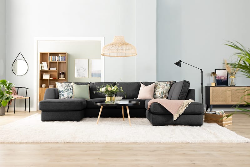 Optus 4-seters U-formet Sofa med Dobbeldivan i Stoff - Mørk grå - Møbler - Sofaer - U-sofa
