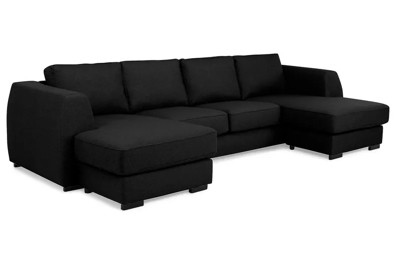 Optus 4-seters U-formet Sofa med Dobbeldivan i Stoff - Svart - Møbler - Sofaer - U-sofa