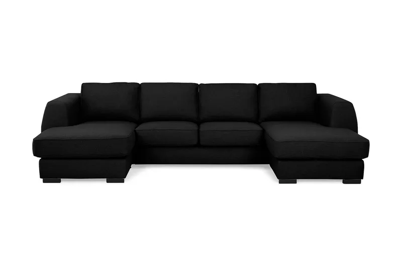 Optus 4-seters U-formet Sofa med Dobbeldivan i Stoff - Svart - Møbler - Sofaer - U-sofa
