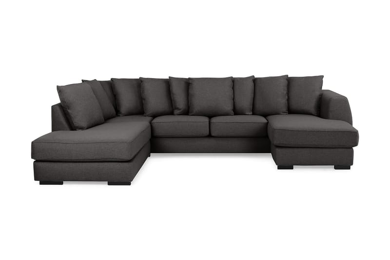 Optus 4-seters Venstrevendt U-formet Sofa med Divan og Sjeselong i Stoff inkl. Pynteputer - Mørk grå - Møbler - Sofaer - U-sofa