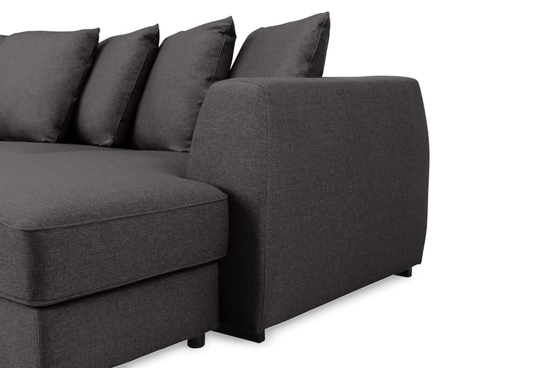 Optus 4-seters Venstrevendt U-formet Sofa med Divan og Sjeselong i Stoff inkl. Pynteputer - Mørk grå - Møbler - Sofaer - U-sofa