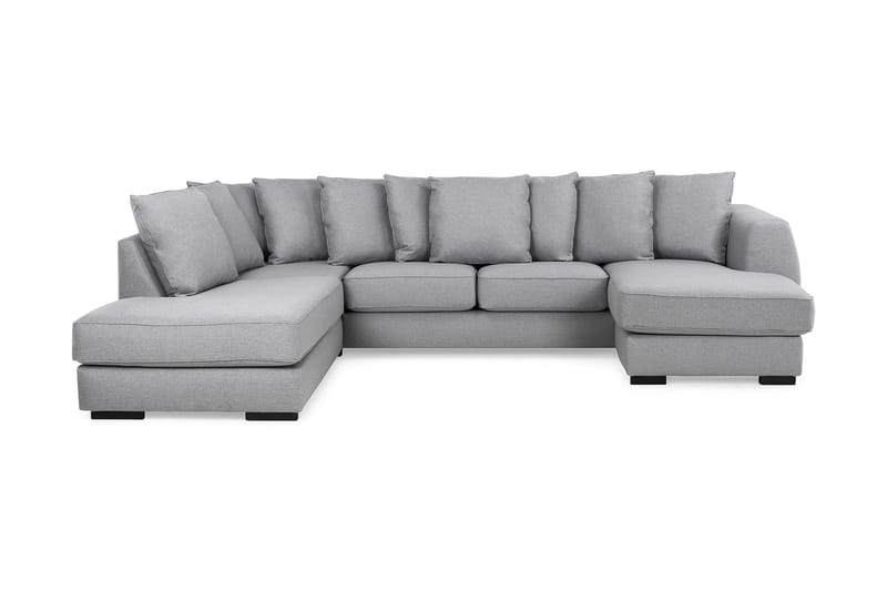 Optus 4-seters Venstrevendt U-formet Sofa med Divan og Sjeselong i Stoff inkl. Pynteputer - Lys grå - Møbler - Sofaer - U-sofa