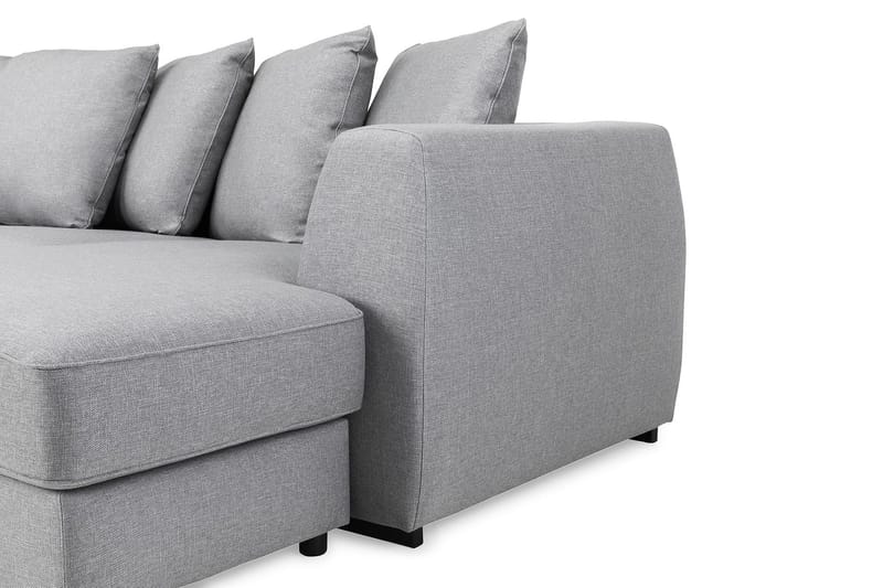 Optus 4-seters Venstrevendt U-formet Sofa med Divan og Sjeselong i Stoff inkl. Pynteputer - Lys grå - Møbler - Sofaer - U-sofa
