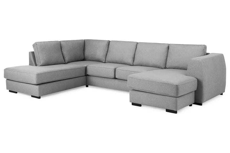 Optus 4-seters Venstrevendt U-formet Sofa med Divan og Sjeselong i Stoff - Lys grå - Møbler - Sofaer - U-sofa