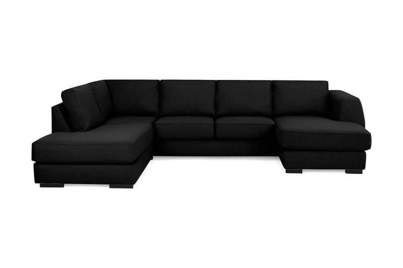 Optus 4-seters Venstrevendt U-formet Sofa med Divan og Sjeselong i Stoff - Svart - Møbler - Sofaer - U-sofa