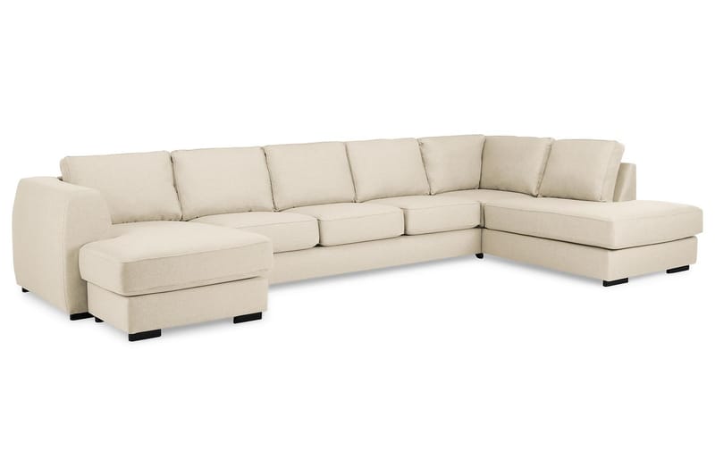 Optus 6-seters Høyrevendt U-formet Large Sofa med Divan og Sjeselong i Stoff - Beige - Møbler - Sofaer - U-sofa