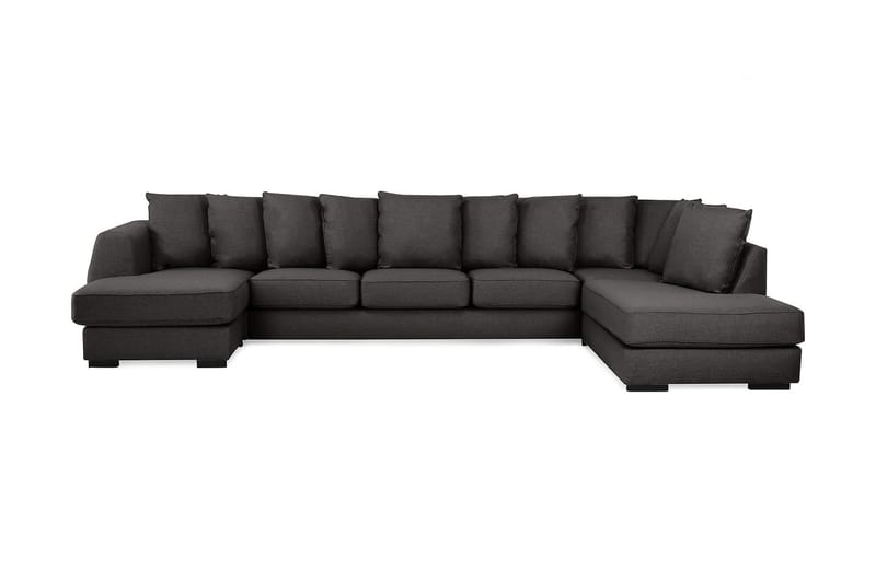 Optus 6-seters Høyrevendt U-formet Large Sofa med Divan og Sjeselong i Stoff inkl. Pynteputer - Mørk grå - Møbler - Sofaer - U-sofa