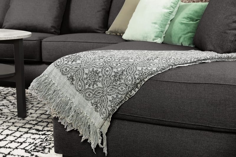 Optus 6-seters Høyrevendt U-formet Large Sofa med Divan og Sjeselong i Stoff inkl. Pynteputer - Mørk grå - Møbler - Sofaer - U-sofa