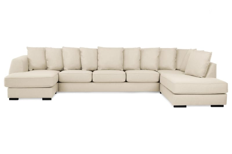 Optus 6-seters Høyrevendt U-formet Large Sofa med Divan og Sjeselong i Stoff inkl. Pynteputer - Beige - Møbler - Sofaer - U-sofa