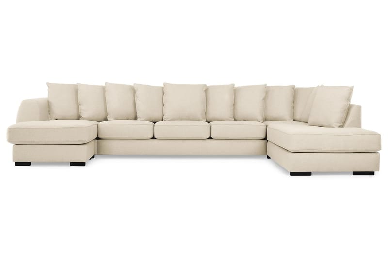Optus 6-seters Høyrevendt U-formet Large Sofa med Divan og Sjeselong i Stoff inkl. Pynteputer - Beige - Møbler - Sofaer - U-sofa