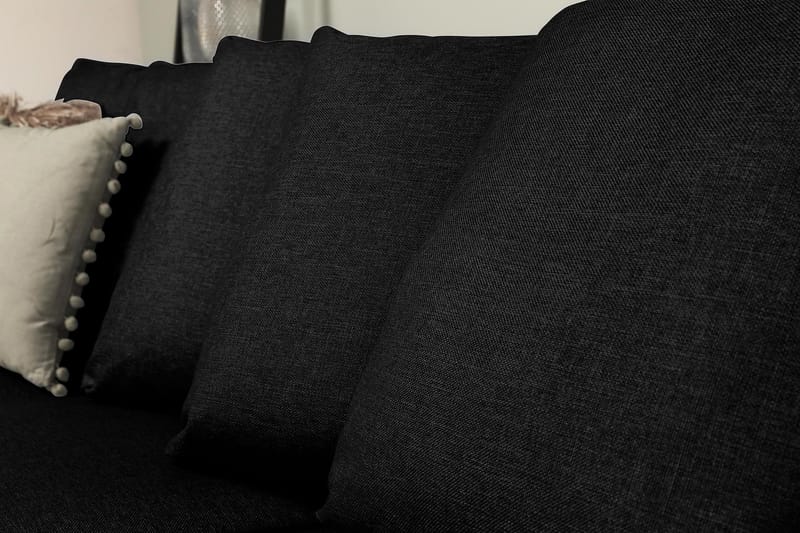 Optus 6-seters Høyrevendt U-formet Large Sofa med Divan og Sjeselong i Stoff inkl. Pynteputer - Svart - Møbler - Sofaer - U-sofa