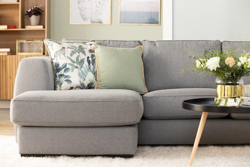 Optus 6-seters Høyrevendt U-formet Large Sofa med Divan og Sjeselong i Stoff - Lys grå - Møbler - Sofaer - U-sofa