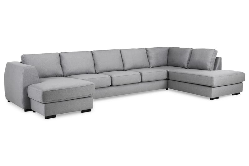 Optus 6-seters Høyrevendt U-formet Large Sofa med Divan og Sjeselong i Stoff - Lys grå - Møbler - Sofaer - U-sofa