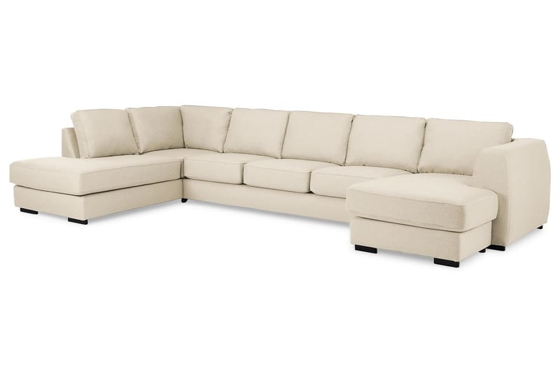 Optus 6-seters Venstrevendt U-formet Large Sofa med Divan og Sjeselong i Stoff - Beige - Møbler - Sofaer - U-sofa