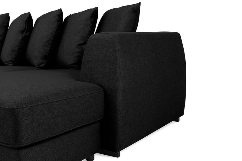 Optus 6-seters Venstrevendt U-formet Large Sofa med Divan og Sjeselong i Stoff inkl. Pynteputer - Svart - Møbler - Sofaer - U-sofa