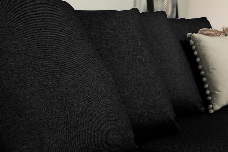 Optus 6-seters Venstrevendt U-formet Large Sofa med Divan og Sjeselong i Stoff inkl. Pynteputer - Svart - Møbler - Sofaer - U-sofa