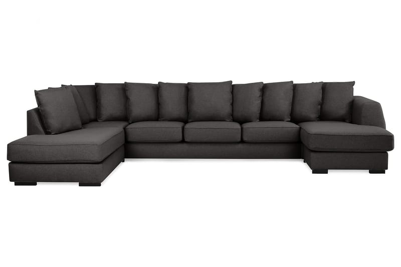 Optus 6-seters Venstrevendt U-formet Large Sofa med Divan og Sjeselong i Stoff inkl. Pynteputer - Mørk grå - Møbler - Sofaer - U-sofa