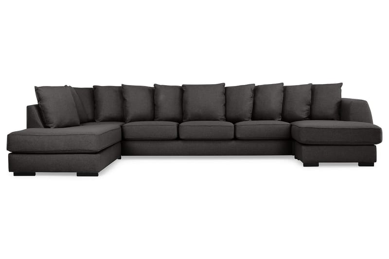 Optus 6-seters Venstrevendt U-formet Large Sofa med Divan og Sjeselong i Stoff inkl. Pynteputer - Mørk grå - Møbler - Sofaer - U-sofa
