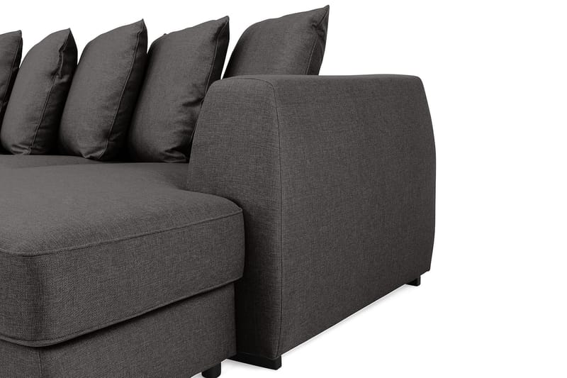 Optus 6-seters Venstrevendt U-formet Large Sofa med Divan og Sjeselong i Stoff inkl. Pynteputer - Mørk grå - Møbler - Sofaer - U-sofa