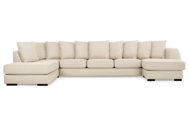 Optus 6-seters Venstrevendt U-formet Large Sofa med Divan og Sjeselong i Stoff inkl. Pynteputer - Beige - Møbler - Sofaer - U-sofa