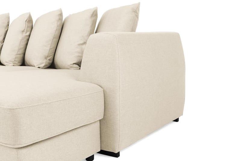 Optus 6-seters Venstrevendt U-formet Large Sofa med Divan og Sjeselong i Stoff inkl. Pynteputer - Beige - Møbler - Sofaer - U-sofa
