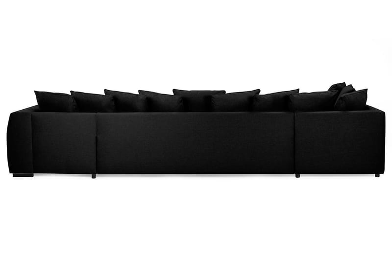 Optus 6-seters Venstrevendt U-formet Large Sofa med Divan og Sjeselong i Stoff inkl. Pynteputer - Svart - Møbler - Sofaer - U-sofa