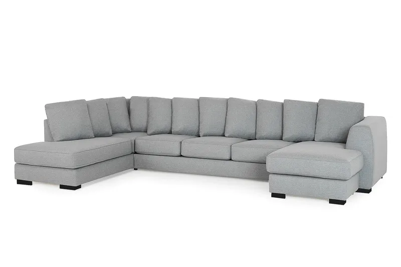 Optus 6-seters Venstrevendt U-formet Large Sofa med Divan og Sjeselong i Stoff inkl. Pynteputer - Lys grå - Møbler - Sofaer - U-sofa