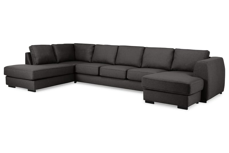 Optus 6-seters Venstrevendt U-formet Large Sofa med Divan og Sjeselong i Stoff - Mørk grå - Møbler - Sofaer - U-sofa