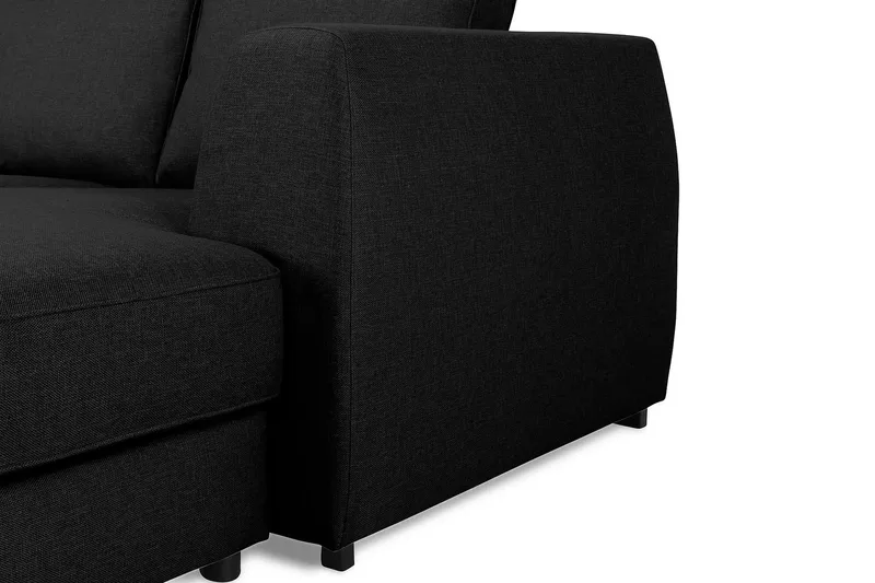 Optus 6-seters Venstrevendt U-formet Large Sofa med Divan og Sjeselong i Stoff - Svart - Møbler - Sofaer - U-sofa