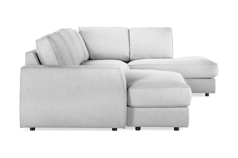 Optus Lyx 4-seters Høyrevendt U-formet Sofa med Divan og Sjeselong i Stoff - Grå - Møbler - Sofaer - U-sofa