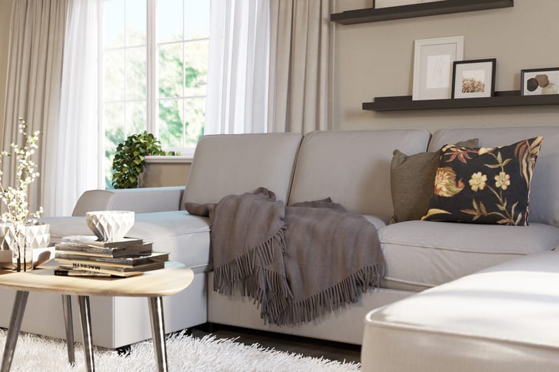 Optus Lyx 4-seters Høyrevendt U-formet Sofa med Divan og Sjeselong i Stoff - Grå - Møbler - Sofaer - U-sofa