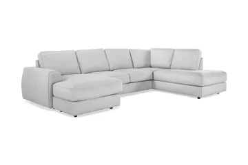 Optus Lyx 4-seters Høyrevendt U-formet Sofa med Divan og Sjeselong i Stoff - Grå - Møbler - Sofaer - U-sofa