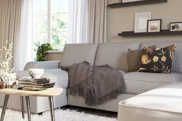 Optus Lyx 4-seters Høyrevendt U-formet Sofa med Divan og Sjeselong i Stoff - Grå - Møbler - Sofaer - U-sofa